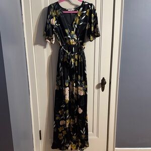 Baltic Born Black Floral Maxi Dress